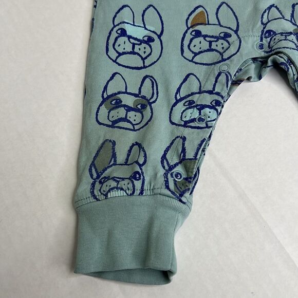 Tea Collection short sleeve blue one piece French Bulldog Print size 6-9 month - Picture 4 of 9